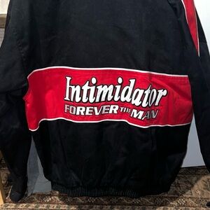 Men's Black and Red Jacket The Intimidator Vintage #3 Nascar Jacket.